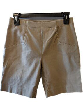 Vintage Y2K Jessica Beige Khaki Mid Rise Bermuda Bike Shorts Stretch Office 2